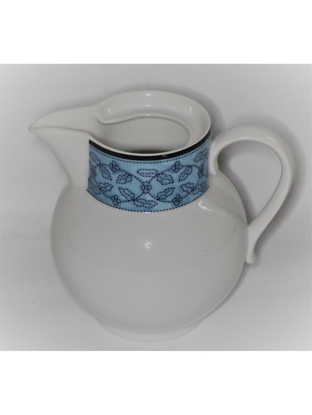 DANSK Dolce Creamer*Quiltings*No Lid*Vintage Portugal*Blue Leaves